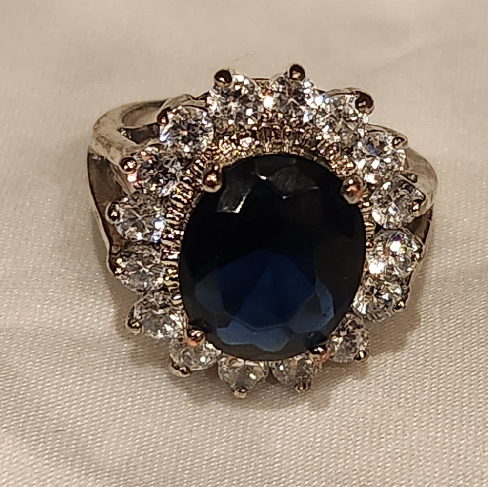 Cobalt Blue Rhinestone Ring - image 1